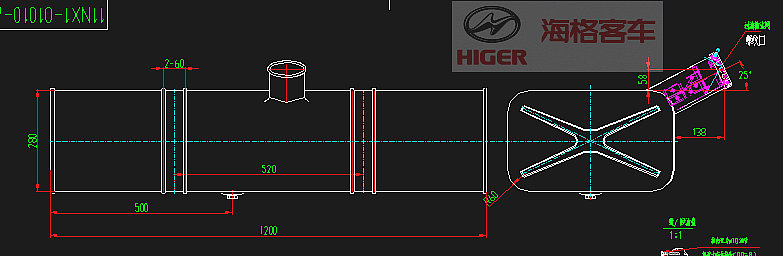Топливный бак в сборе (H280W460L1200)