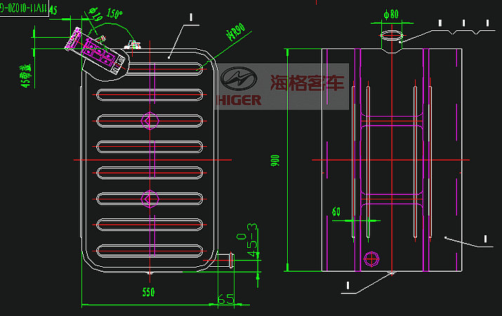 Топливный бак в сборе (H900W550L565)