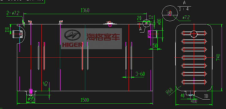Топливный бак в сборе (H740W400L150)