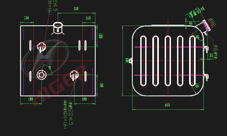 Топливный бак в сборе (H610W600L640)