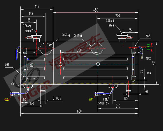Expansion tank assembly (two-in-one)