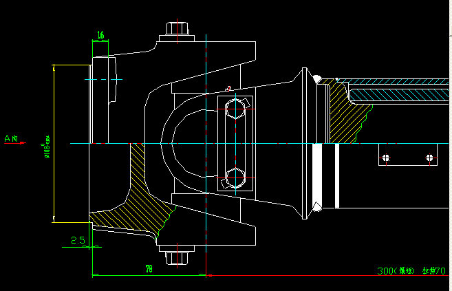 Rear axle transmission shaft (H2-H4-398-70)