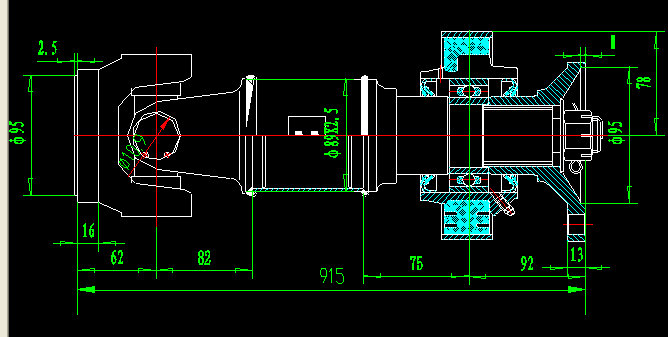Front drive shaft (with intermediate support assembly)-2