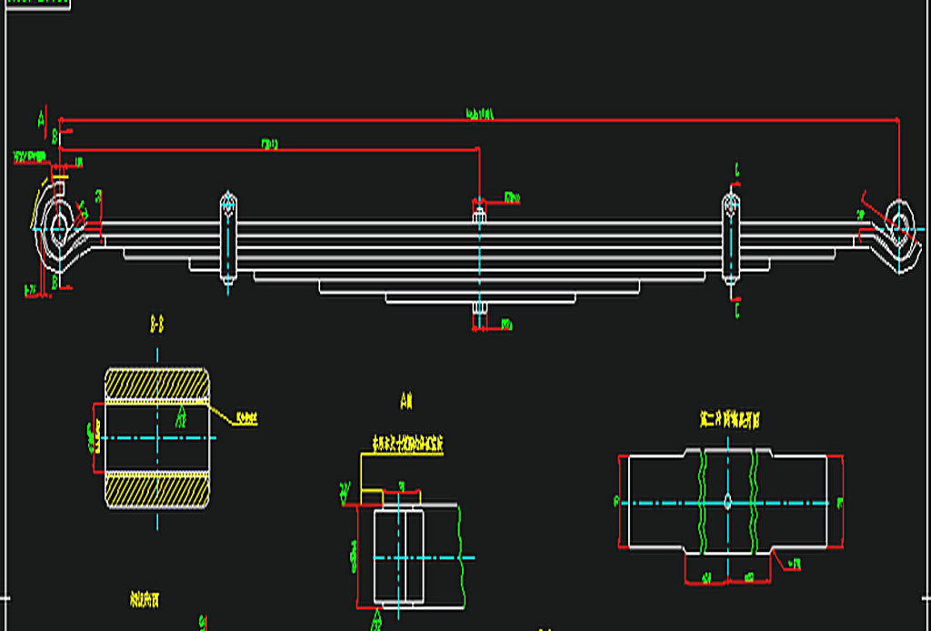 Front steel leaf spring assembly (right)