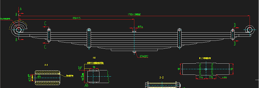 Rear steel spring assembly