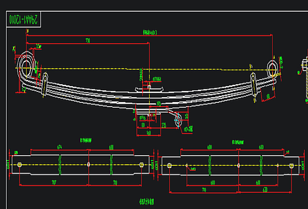 Front steel leaf spring assembly (left)