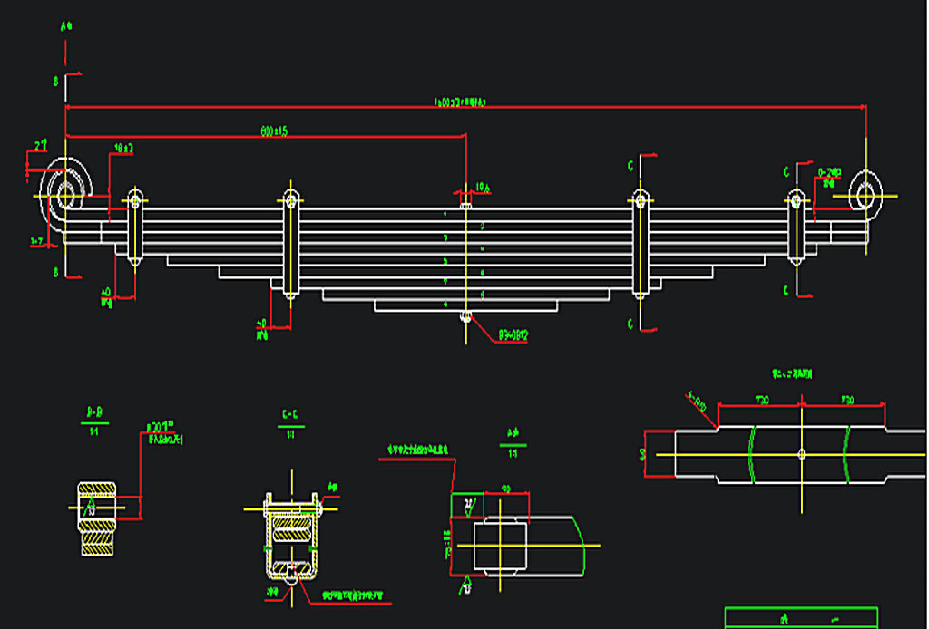 Rear steel spring assembly