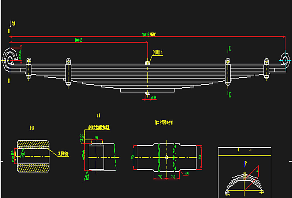 Front steel leaf spring assembly