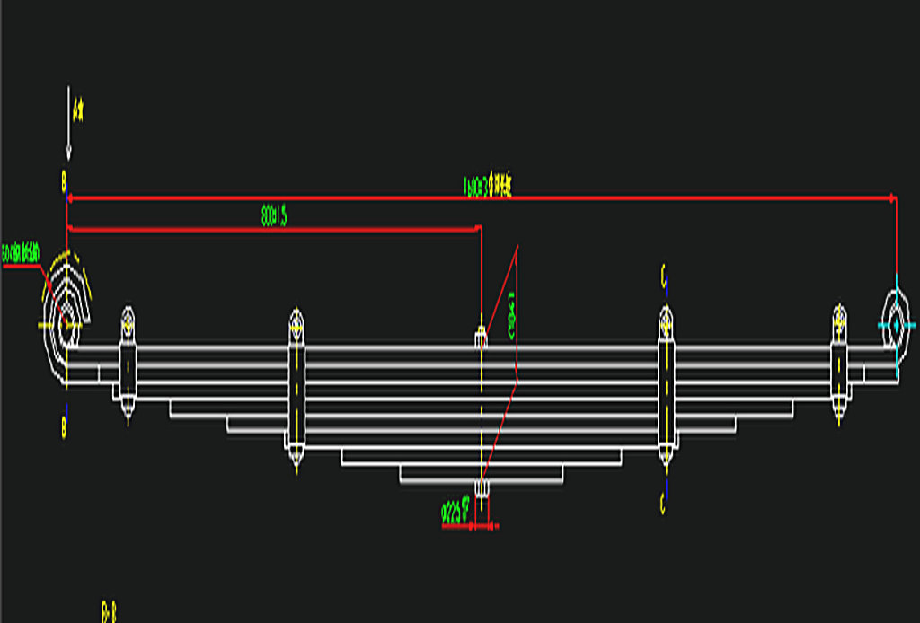 Front steel leaf spring assembly