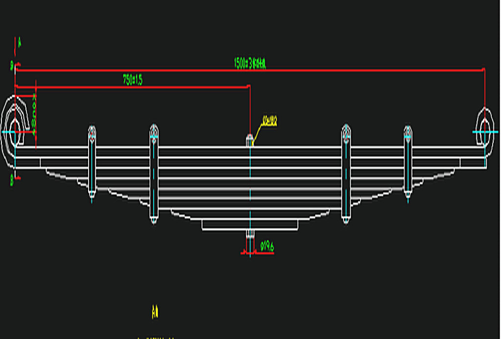 Front steel leaf spring assembly (left)