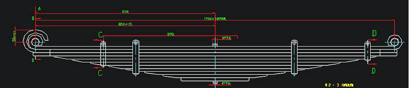 Rear steel leaf spring assembly (right)