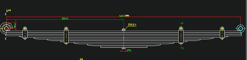 Front steel leaf spring assembly
