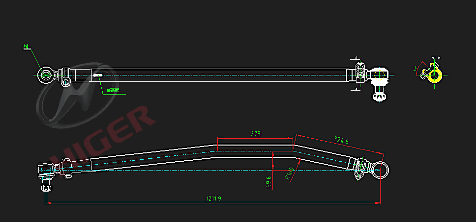 Steering straight pull rod (rear)