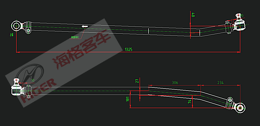 Steering straight rod