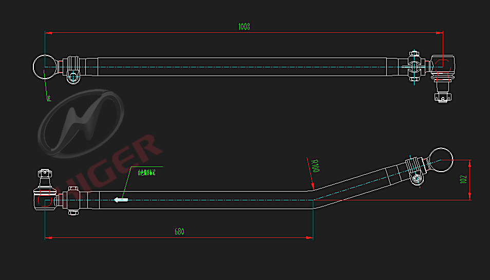 Steering straight pull rod (rear)