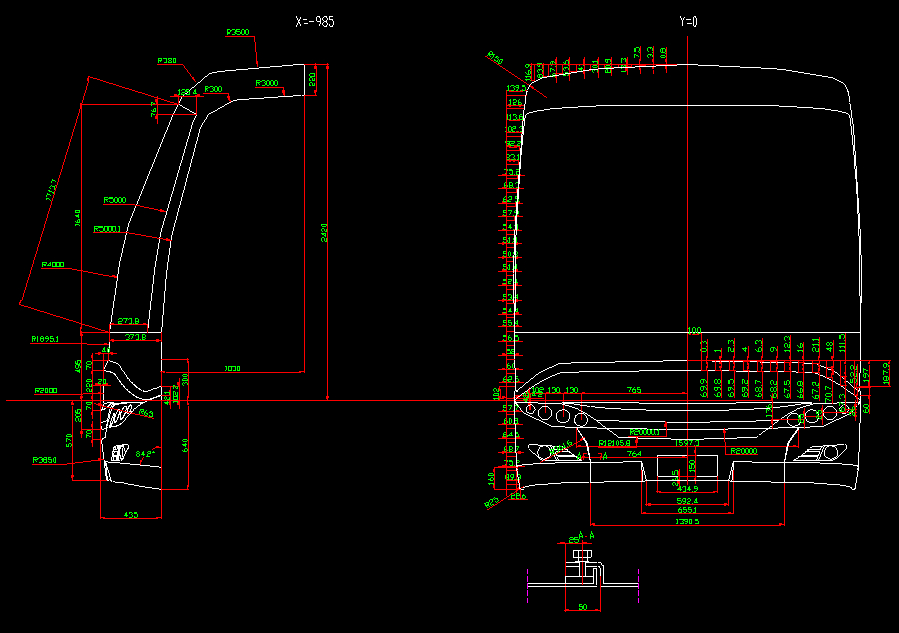 Front circumference skin assembly