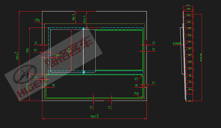 Side window (the second green right hollow built-in push and pull)