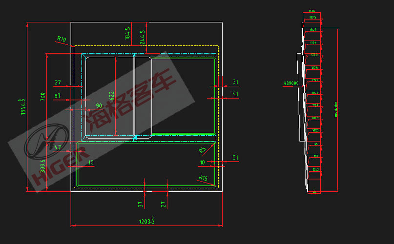 Side window (the three greens in the right hollow built-in push and pull)