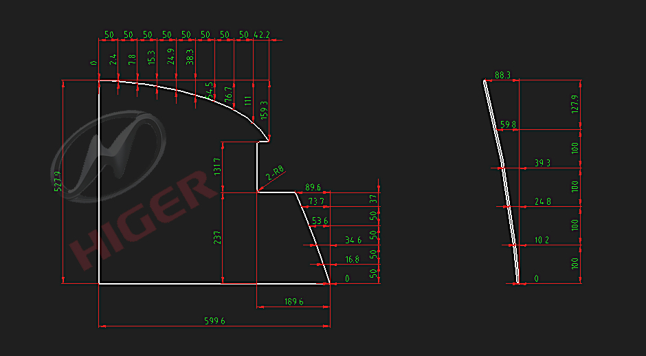 Glass (top right front circumference)