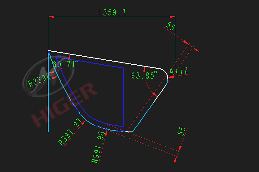 Passenger door glass (right/colorless/top)
