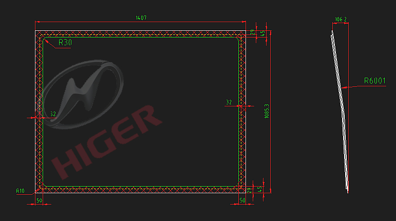 Боковое окно (серая полая пломба за средней дверью)