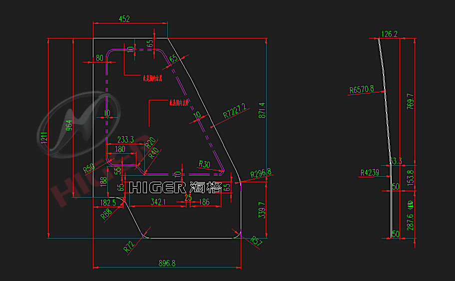 Side window (the colorless single layer on the right)