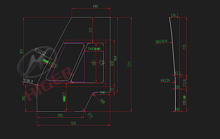 Окно водителя (безцветный скрытый толчок и вытягивание)
