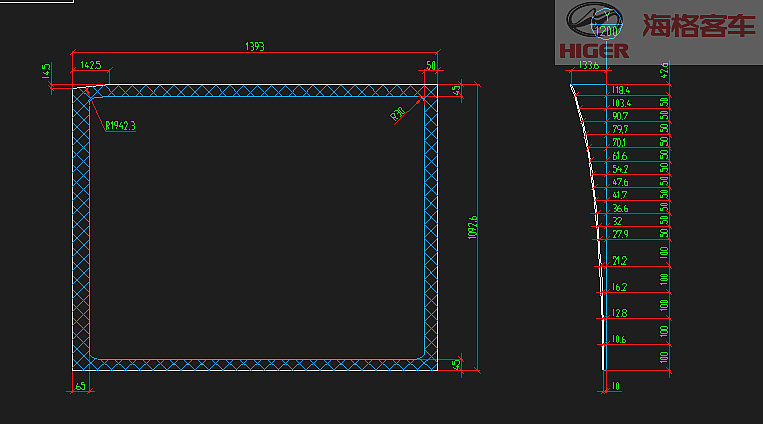 Side window (one layer seal on the right)