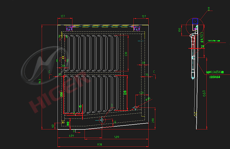 Porte du marteau (à gauche de la queue)