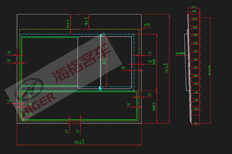 Side window (built-in push-pull on the second green left)