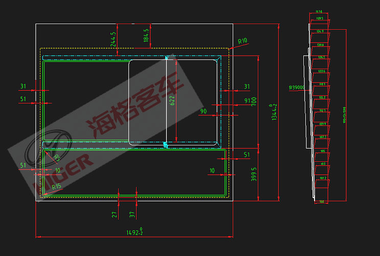 Side window (four green left hollow built-in push and pull)