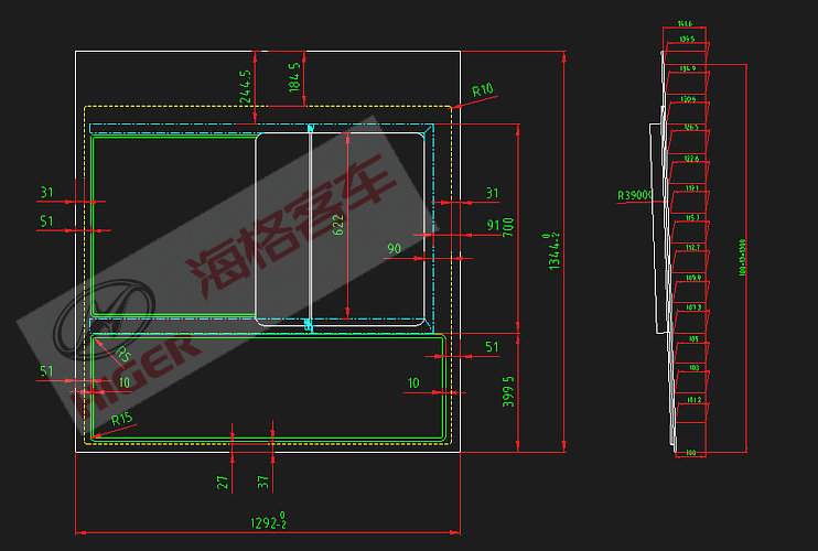 Fenêtre latérale (poussoir et traction à gauche vert creux intégré)