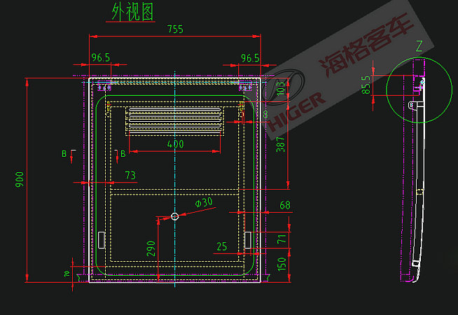 Rear wheel rear hatch (left/grid)