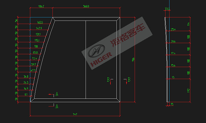 Окно водителя (выталкивание и вытягивание однослойной алюминиевой рамы)