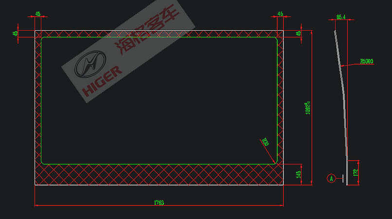 Side window (colorless single-layer seal)