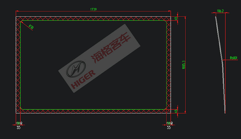 Fenêtre latérale (scellé monocouche incolore)