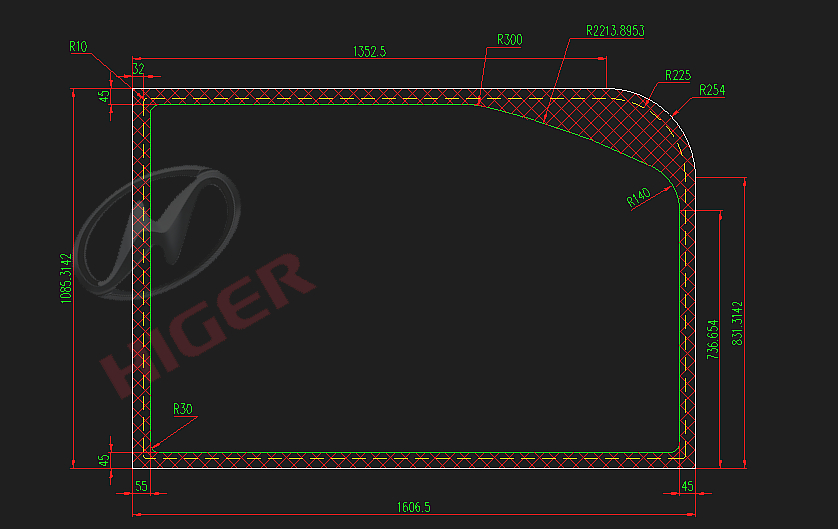 Side window (dark gray hollow seal at left tail)