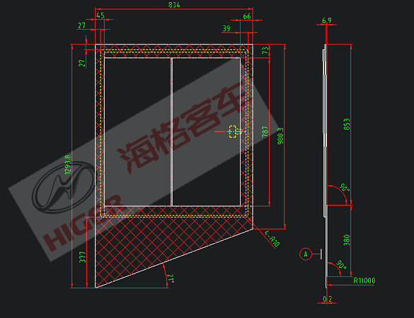 Driver's window (green hollow built-in push and pull)