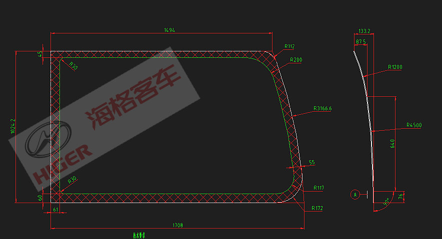 Side window (Grey single-layer sealed window at the left tail)
