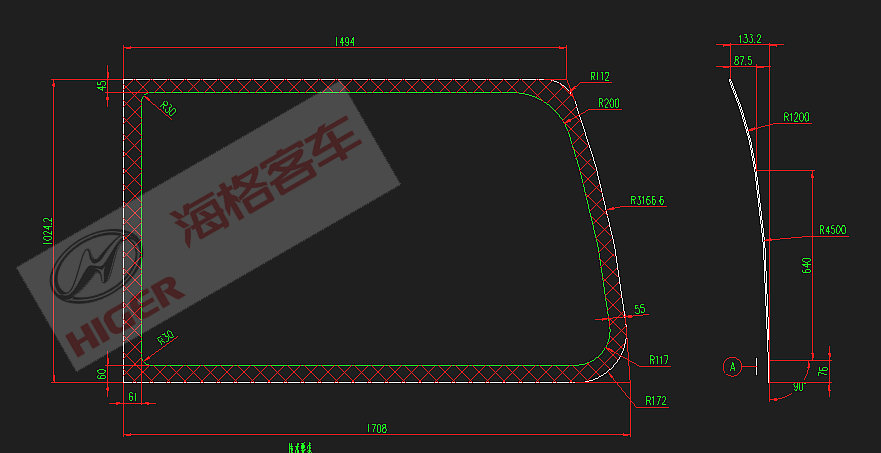 Side window (light gray single layer)