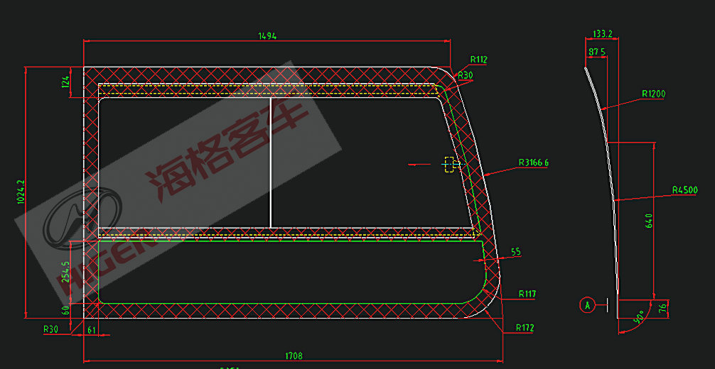 Side window (light gray single-layer built-in sliding window at left tail