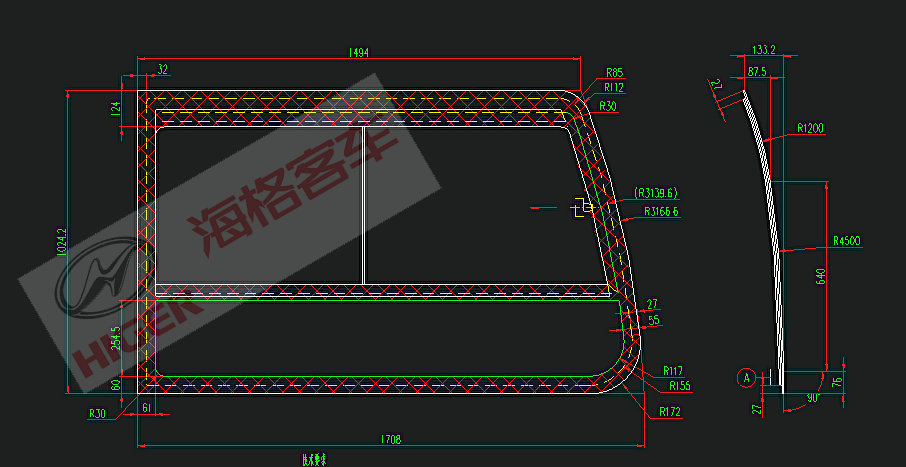 Side window (grey hollow built-in push)