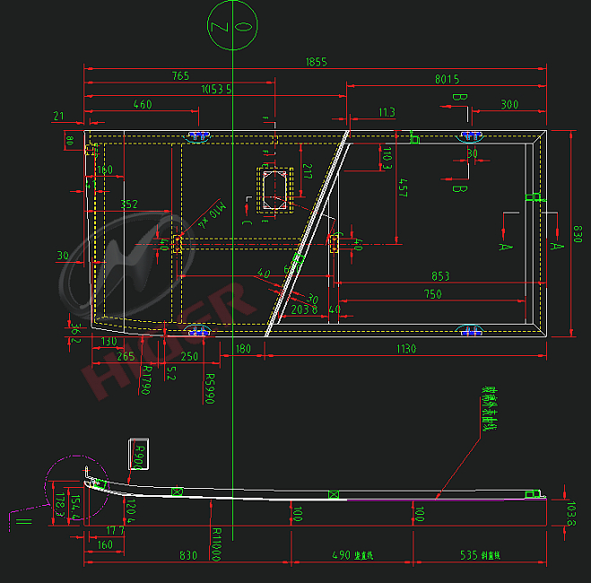Door panel assembly (front door/balance rod rearward movement)