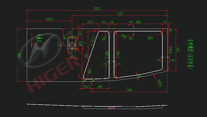 Внутренняя панель передней двери (одно стекло)