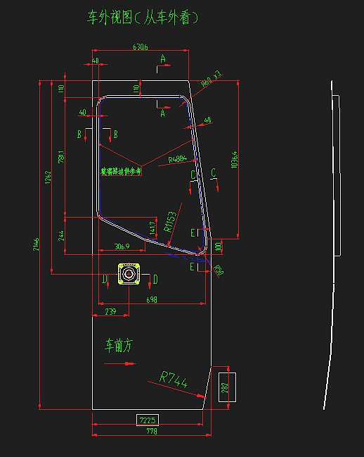 Front door interior panel (single glass-linen-37090)