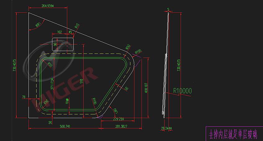 Passenger door glass (colorless single layer/lower)