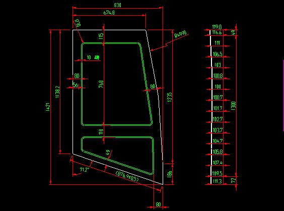 Passenger door glass (green single layer)