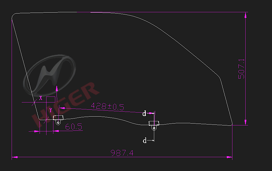 Glass (left front door glass)