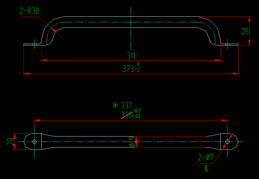 Handle (folding middle door, stainless steel)