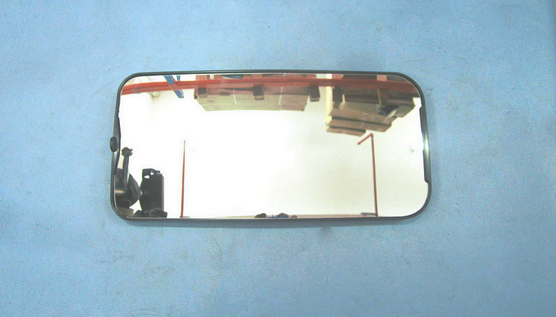 Square rearview mirror lens assembly